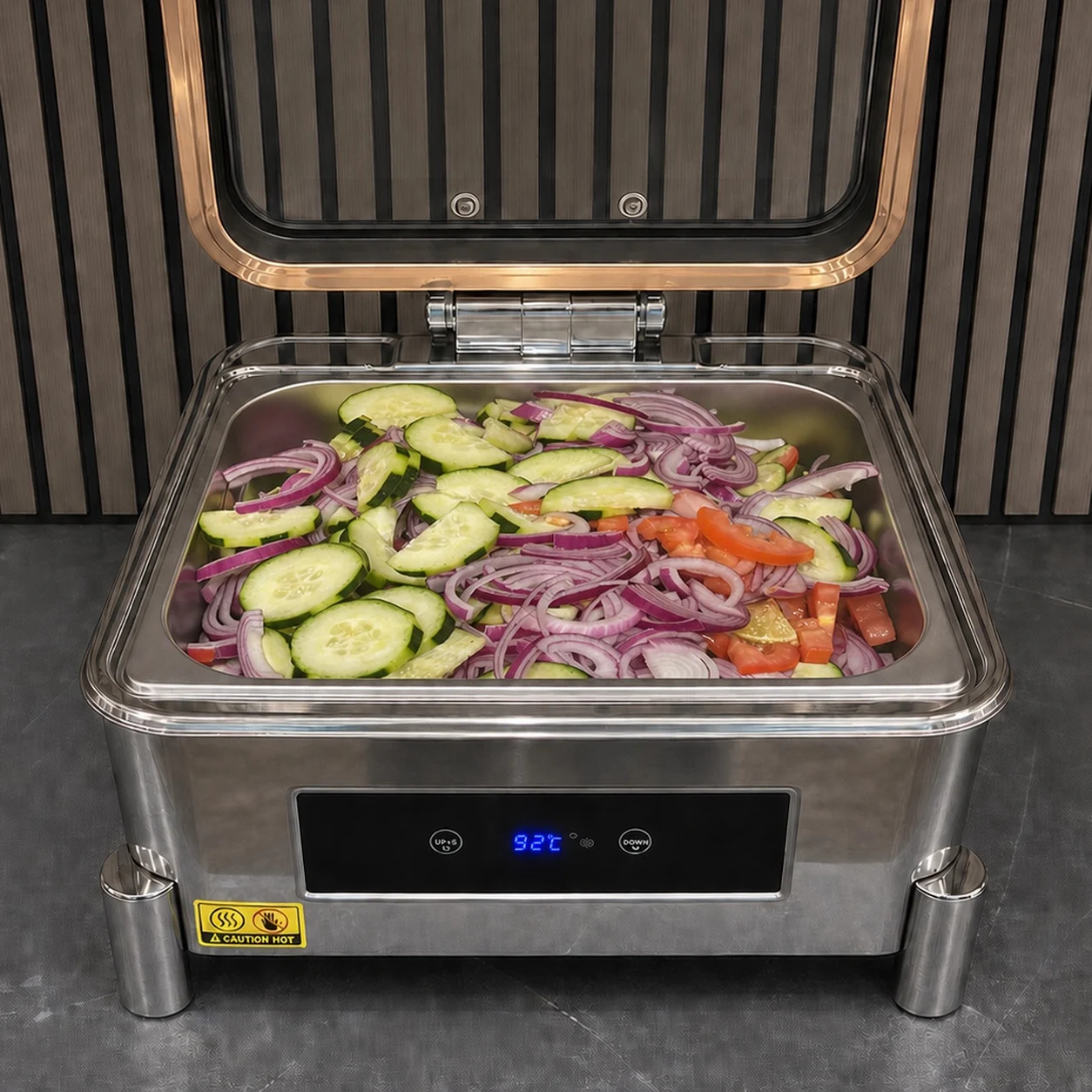 Fresh Indian salad with cucumber, tomato, onion, lime and green chilies